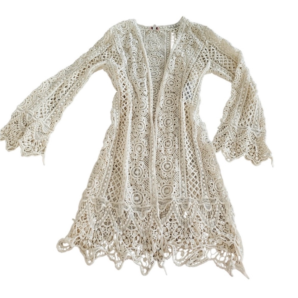 Guess Cream Crochet Swim Cover-Up
